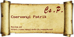 Cservenyi Patrik névjegykártya